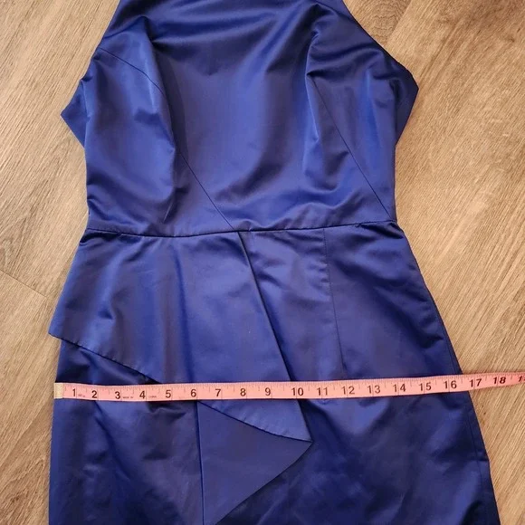 MILLY NY Italian Asymmetrical Peplum Sheath Dress Blue 2 Quiet Luxury Cocktail - Picture 15 of 15